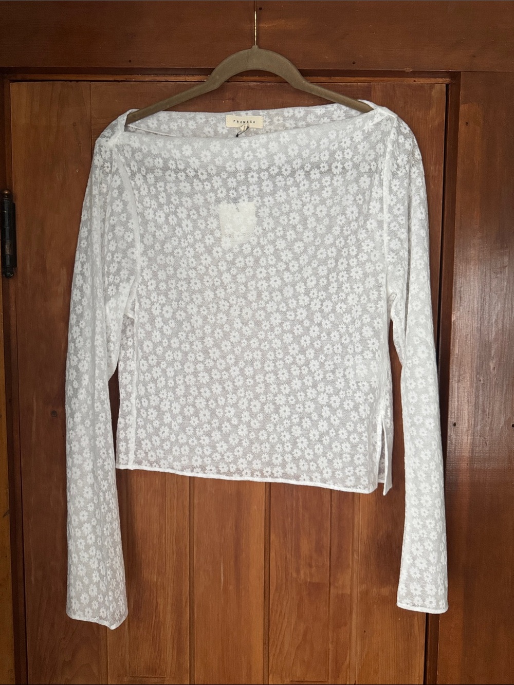 White Floral Lace Long-Sleeve Top